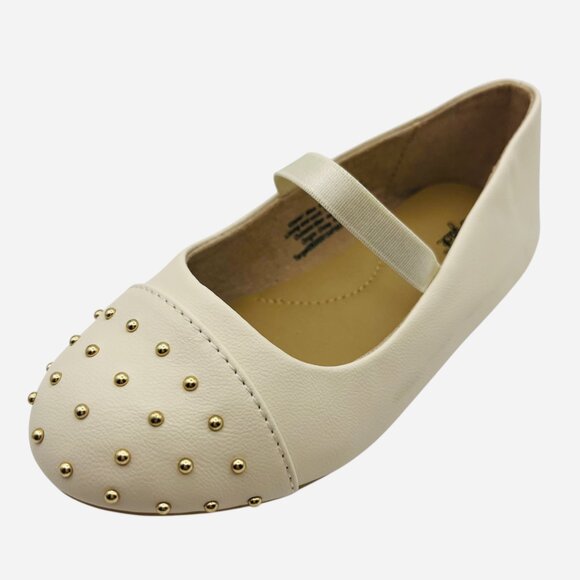 Toddler Girls' Ballet Flats Studded Toe Slip On Gold Beads Cat & Jack Size 9 - Picture 1 of 5